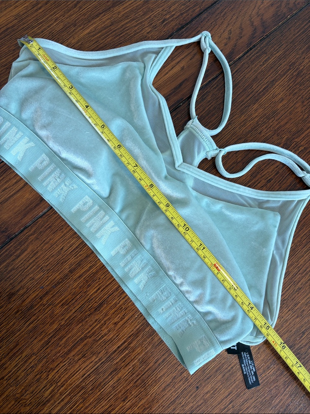 PINK Victoria's Secret Mint Green Velour Velvet mesh Bralette Racerback large - Picture 7 of 7
